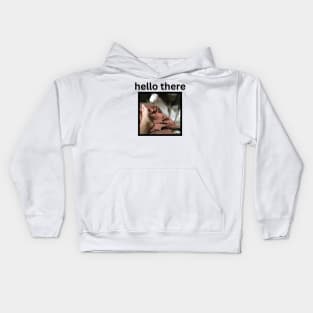 Funny Husky Dog Sniffing Foot Hello There Kids Hoodie